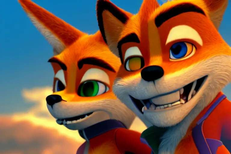 Image similar to Nick Wilde in StarFox, highly detailed, soft lighting, cinematic, 8k