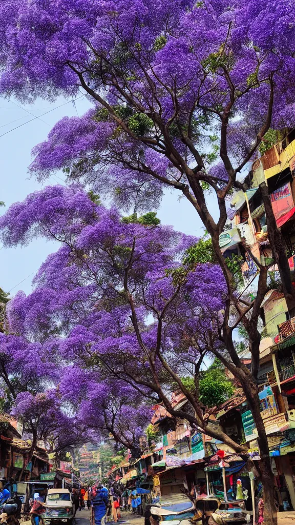 Image similar to jacaranda trees in kathmandu city streets