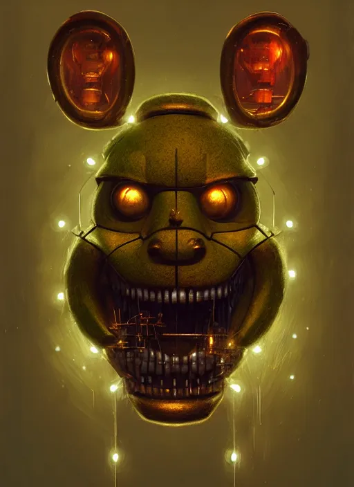 Image similar to portrait of springtrap, intricate, elegant, glowing lights, highly detailed, digital painting, artstation, concept art, sharp focus, illustration, art by wlop, mars ravelo and greg rutkowski