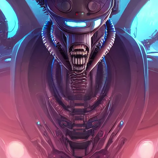 Prompt: a portrait of a beautiful cybernetic xenomorph, cyberpunk concept art by pete mohrbacher and wlop and artgerm and josan gonzales, digital art, highly detailed, intricate, sci-fi, sharp focus, Trending on Artstation HQ, deviantart, unreal engine 5, 4K UHD image