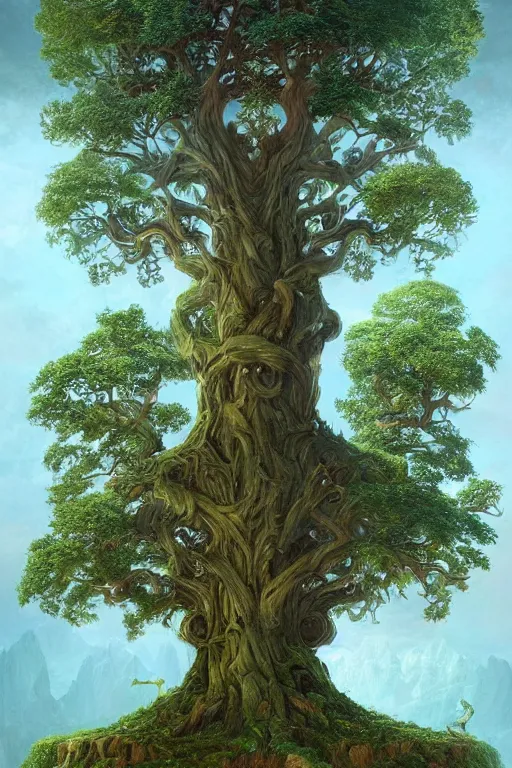 Image similar to a beautiful digital illustration painting of a detailed fantasy tree with a heart carved in the trunk by benoit b. mandelbrot, steven belledin, martin johnson heade, lee madgwick, caspar david friedrich, and david rios ferreira. 8 k resolution trending on artstation concept art digital illustration