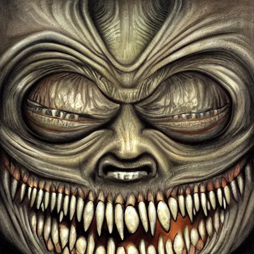 Prompt: a painting of a trollface by H.R. Giger, highly detailed digital art