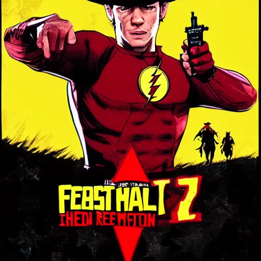Prompt: the flash in the style of the Red Dead Redemption 2 cover art