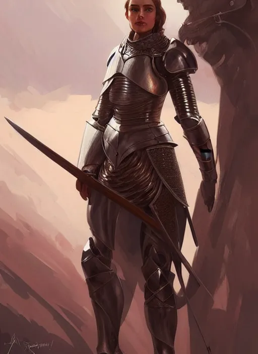 Image similar to natali portman, a female knight from europe, highly detailed, digital painting, artstation, concept art, wallpaper, smooth, sharp focus, illustration, art by artgerm and greg rutkowski and alphonse mucha