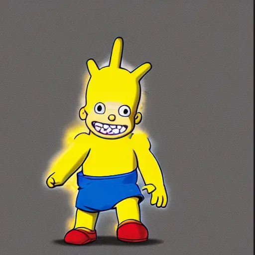 Prompt: teletubbie bart simpson