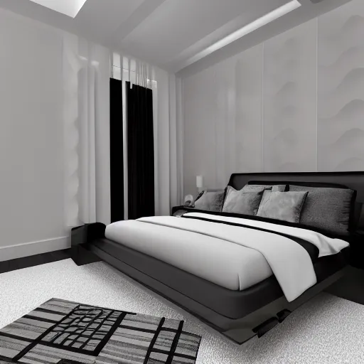 Image similar to 3 d render of bedroom of the 2 0 5 0 s