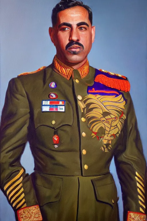 Image similar to full body portrait of the dictator of the los angeles lakers, 1 9 5 5, in full military garb, oil on canvas by william sidney mount, trending on artstation