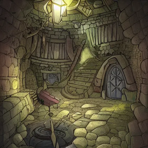 Prompt: A detailed sewer lair background made by Walt peregoy,soft,light,bright,epic,awesome, where people would live with rooms and etc
