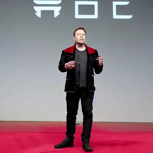 Prompt: Elon Musk wearing a Tesla Iron Man suit