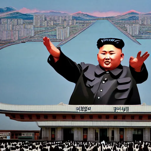 Image similar to north korea as a superpower, futuristic pyongyang