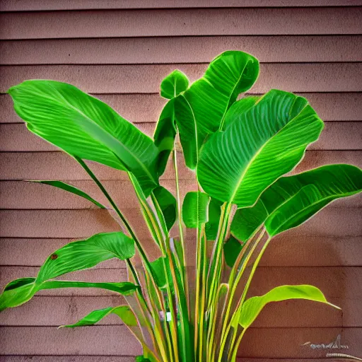 Image similar to cat hiding behind a potted philodendron plant by nxoeed