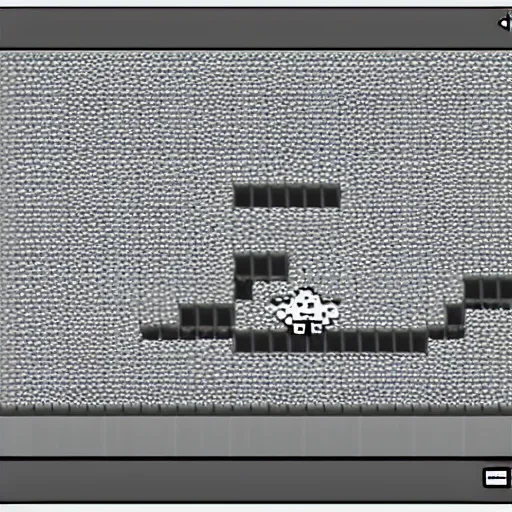 Image similar to grayscale pixelart screenshot of the gameboy game about a tadpole in a pond