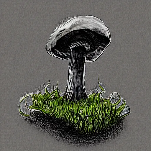 Prompt: mushroom made of cobalt digital drawing