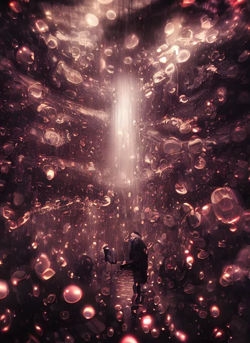 Image similar to cinematic shot epic group happy humans, hyper realistic, mood lighting, fantasy, detailed flow of beautiful digital images, floating graphics, dripping light drops, supercomputers text to images, beautiful graphics, highly detailed, super realistic, perfect lighting pixel sorting, style sheet