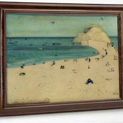 Image similar to a middle ages painting of a beach by john bauer