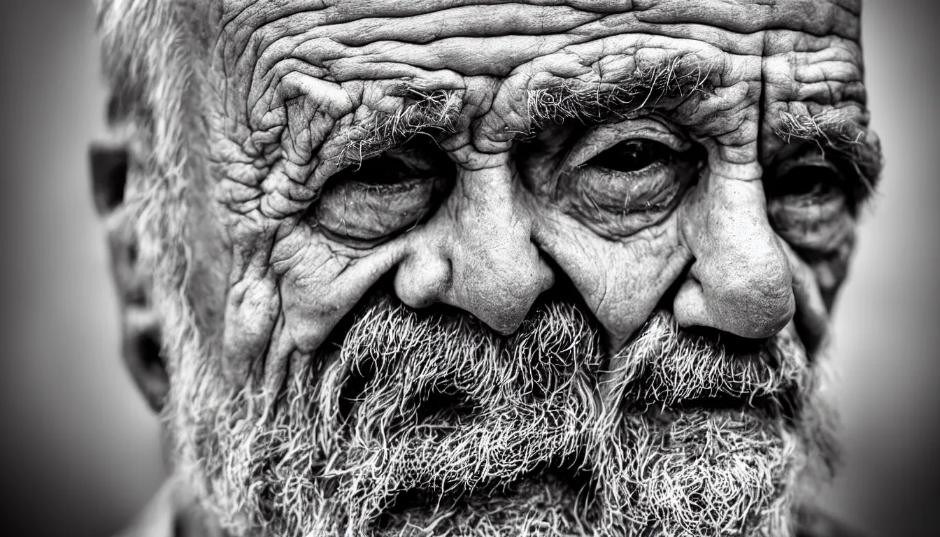 Image similar to close up hyper realistic photo, portrait of a weathered old man, aesthetic!!! dramatic shadow, full colour, upscale, 8 k, masterpiece