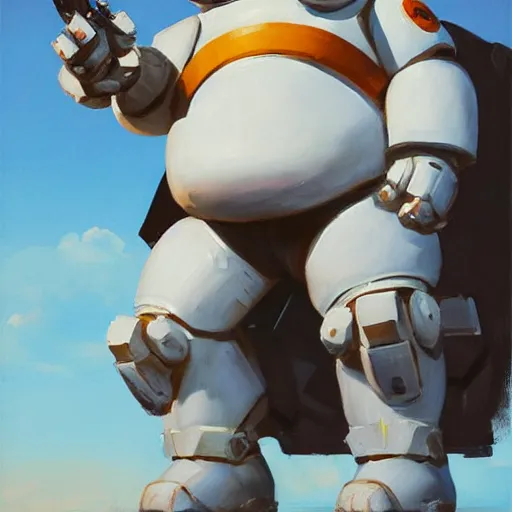 Image similar to greg manchess portrait painting of armored stay puft marshmallowman as overwatch character, medium shot, asymmetrical, profile picture, organic painting, sunny day, matte painting, bold shapes, hard edges, street art, trending on artstation, by huang guangjian and gil elvgren and sachin teng