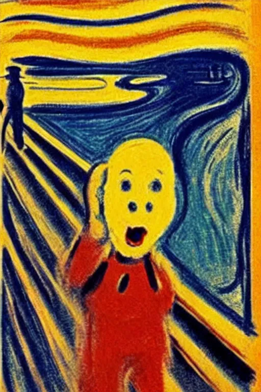 Image similar to super mario as the scream by edvard munch