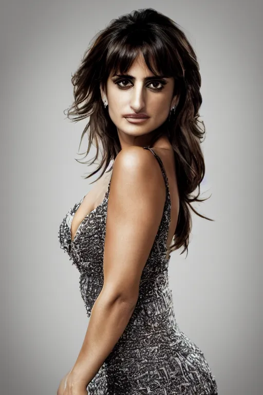 Prompt: sexy Penelope cruz full body portrait, highly-detailed, elegant, gorgeous face, sexy gown, diffuse light, photorealism, photo taken with canon EOS 5D and 50 mm lens
