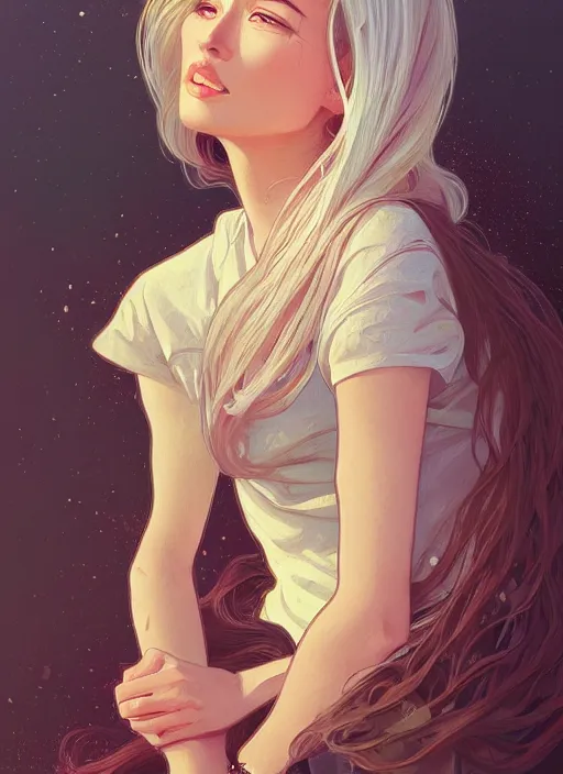 Prompt: handsome young brown women with shoulder length white hair, half body shot, path traced, highly detailed, high quality, digital painting, alena aenami, lilia alvarado, shinji aramaki, karol bak, alphonse mucha, tom bagshaw