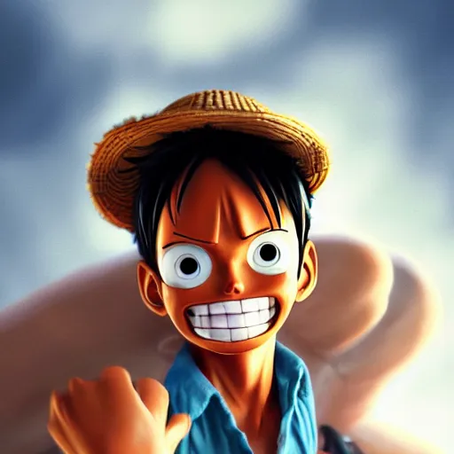 Image similar to luffy, highly detailed, pixar style, artstation, soft light, sharp focus, illustration, concept art