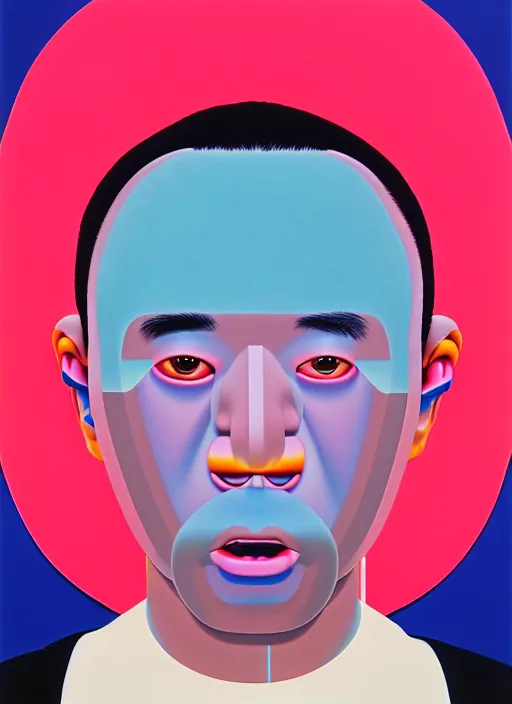 Prompt: self portrait by shusei nagaoka, kaws, david rudnick, pastell colours, airbrush on canvas, cell shaded, 8 k