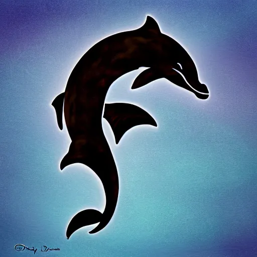 Image similar to hybrid of a dolphin and black western dragon, digital art