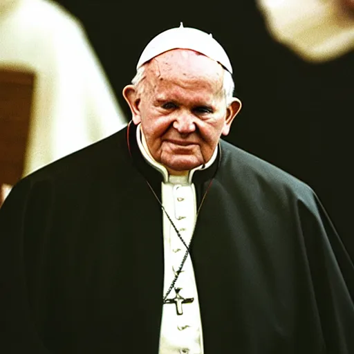 Image similar to photgraph of the pope john paul ii dressed in black at the donda listening party