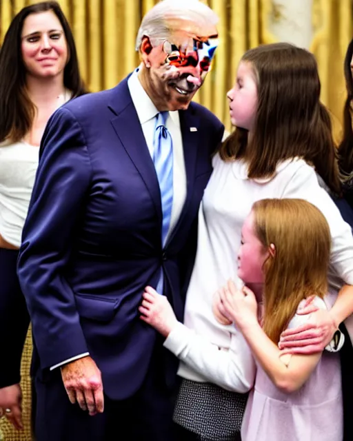 Image similar to joe biden sniffing women and young girls