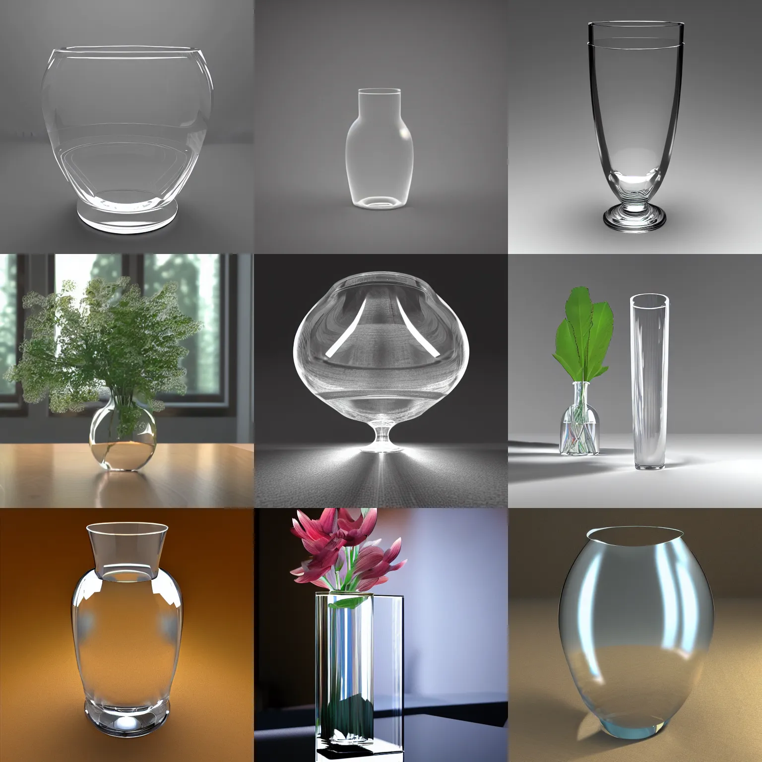 Prompt: Ray traced clear glass vase, refracted sunlight, raytraced, vfx