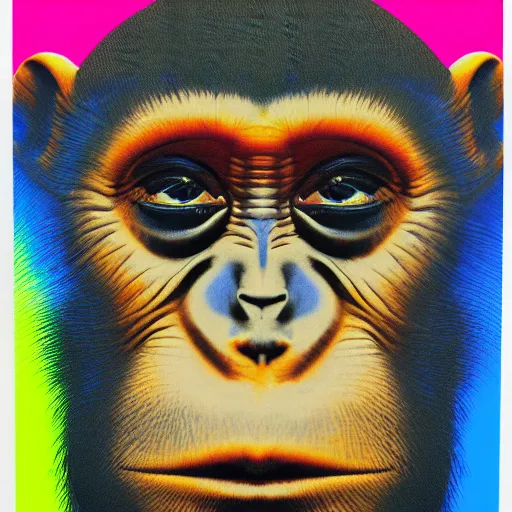 Image similar to abstract portrait of monkey, in the style of herbert bayer