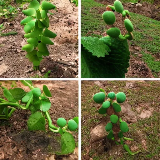 Prompt: a growth progression of a baby vine monster that grows up into a giant rocky glem