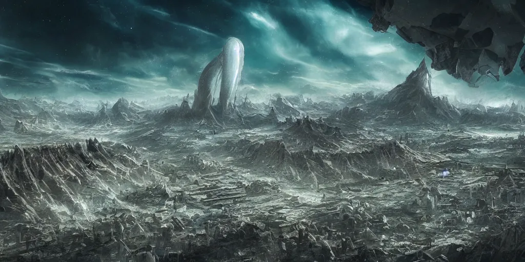 Prompt: amazing landscape photo of an alien city on a unknown planet