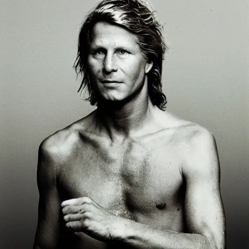 Image similar to a annie leibovitz portrait of bjorn borg at the peak of his career