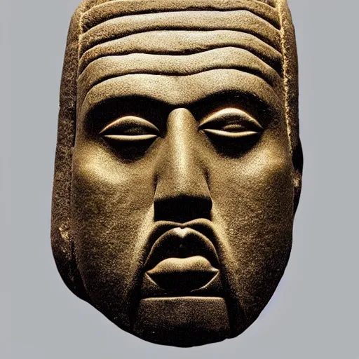 Prompt: Kanye moai head
