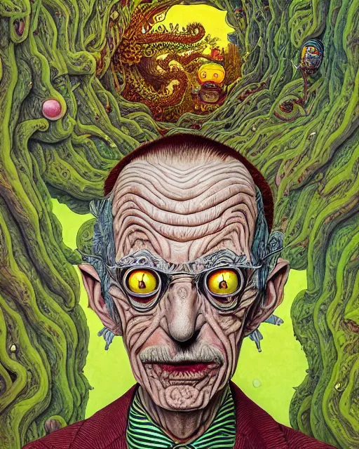 Image similar to portrait painted in jacek yerka style drawn by vania zouravliov and takato yamamoto, inspired by rick and morty, intricate acrylic gouache painting, high detail, sharp high detail, artstation