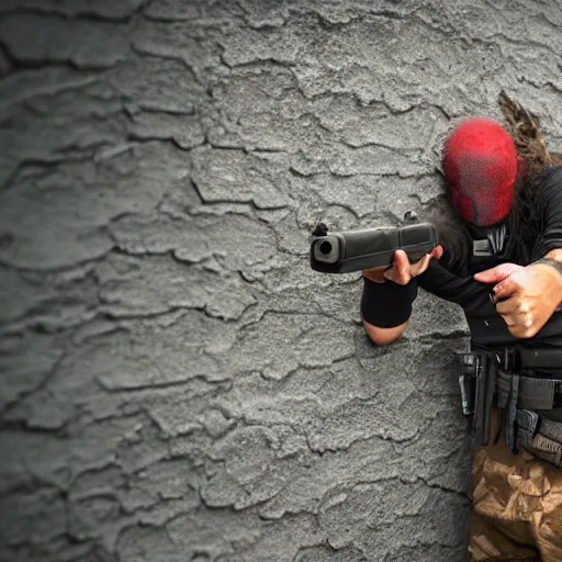Prompt: KUNTEYNIR and BIRD WILL EAT wall on wall shootout with gun, HD, 8K