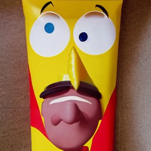 Image similar to [ a french fry chip ] shaped like stephen fry as a pixar character hybrid intercross mix