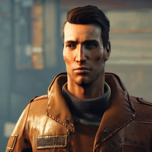 Image similar to a portrait of a very handsome young man, fallout 4,