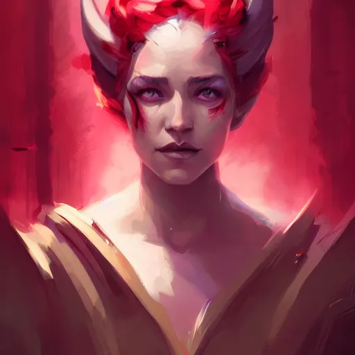 Image similar to a beautiful portrait of a beautiful crimson sorceress, game of thrones concept art by pete mohrbacher and guweiz and ilya kuvshinov, digital art, highly detailed, intricate, sharp focus, trending on artstation hq, deviantart, unreal engine 5, 4 k uhd image