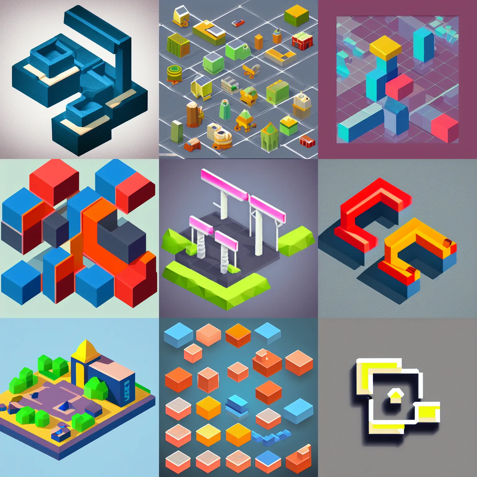 Prompt: low poly isometric factory icon, extremely high quality, trending on artstation