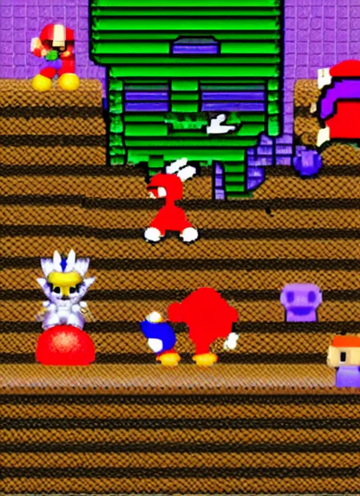 Image similar to screenshot of david lynch in super mario rpg, snes