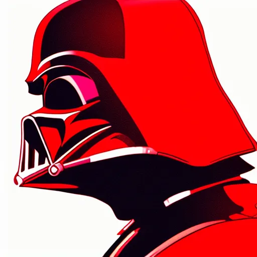 Image similar to darth vader, profile pic, red background, accurate anatomy, highly detailed, digital art, epic,