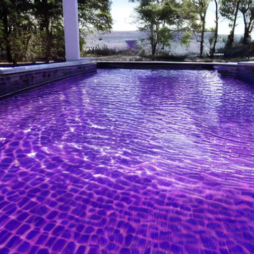 Prompt: a swimming pool of purple water