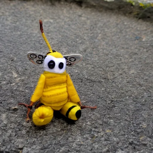 Prompt: bee using prisoner clothes