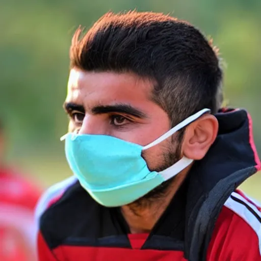 Image similar to kurdish eastern soccer player with face mask