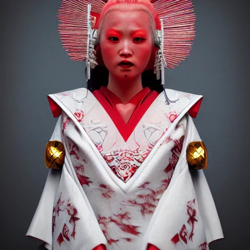 Geisha giapponese in kimono bianco Unreal Engine 5 · Creative Fabrica
