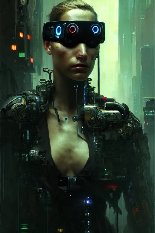 Image similar to a contempory smart cyberpunk hacker a cybernetic eyepatch, upper body, highly detailed, intricate, sharp details, dystopian mood, sci-fi character portrait by gaston bussiere, craig mullins