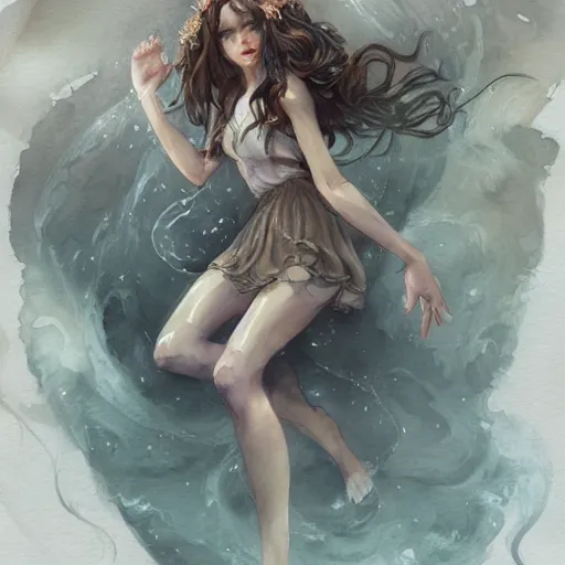 Prompt: The shining golden queen of jellyfish soars in the thick gray stormy ocean artstation , watercolor, highly detailed, portrait, by krenz cushart