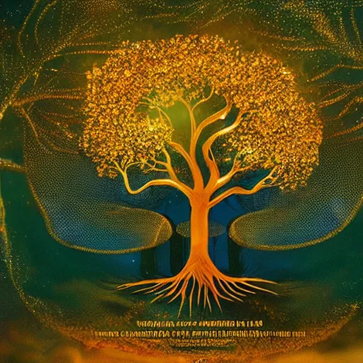 Image similar to the holy golden tree of life, amazing award winning cinematic, ultra detailed